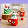 Christmas Resin Santa Claus Ornament With Gingerbread Snowman And Elder Tea Cup For Holiday Decor