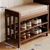 Bamboo Shoe Bench, 3-Tier Storage Rack for Entryway, End of Bed With Cushion, Hallway, Living Room, 19.7" L