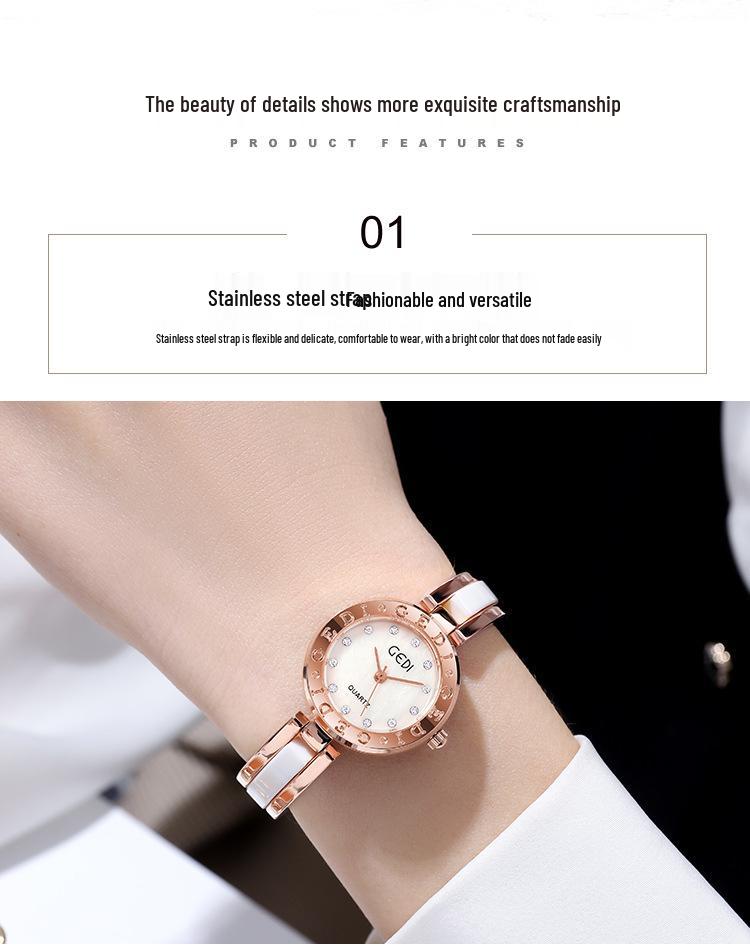 Gedi Retro Minimalist Women's Quartz Watch - Elegant Alloy Bracelet Design