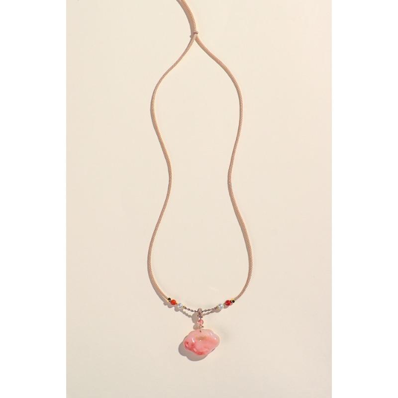 New Chinese Style Light Luxury Natural Jade Agate Ruyi Lock Pendant Necklace For Women