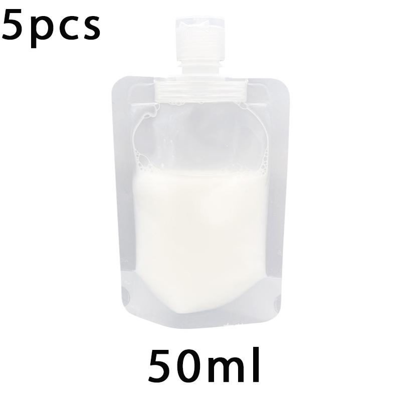 

5 шт. Портативний дозатор лосьйону для подорожей, рідкий контейнер для зберігання косметичного шампуню Міні-прозорі багаторазові багаторазові герметичні пакети 50ml-5pc