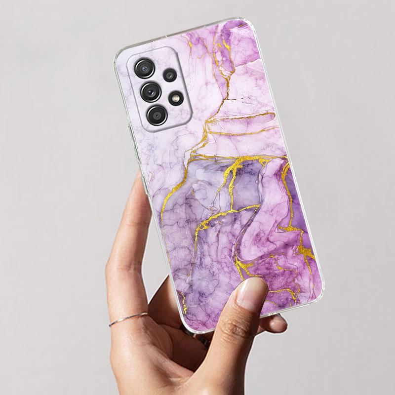 Watercolor Abstract Marble Pattern Clear Phone Case For Samsung Galaxy A56 A57 A37 A55 A54 A36 A35 A26 A16 A17 A07 A52 A34 Cover