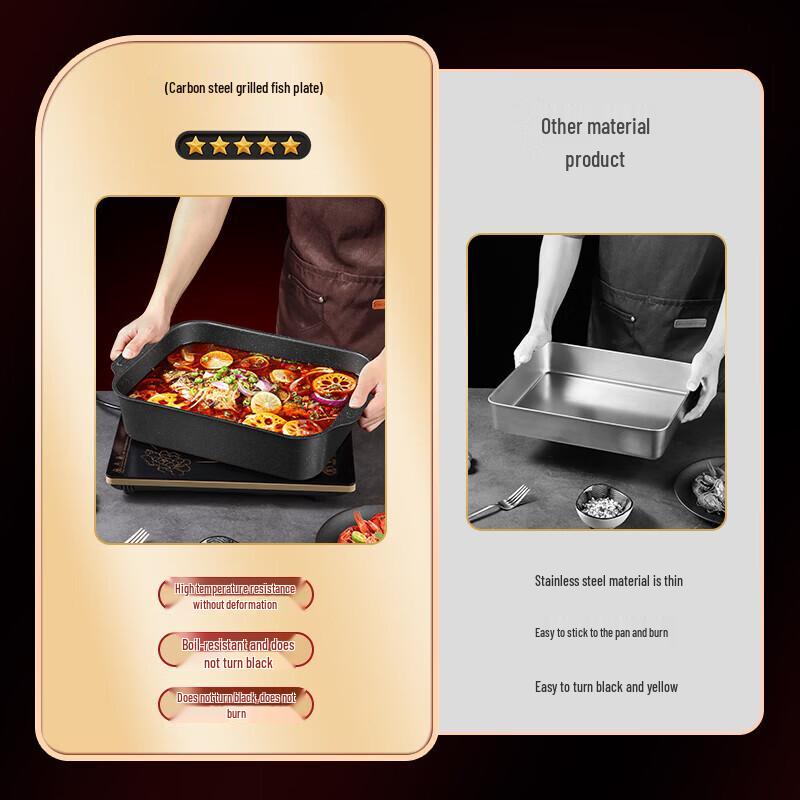 Jiexing Non-stick Carbon Steel Rectangular Grill Pan