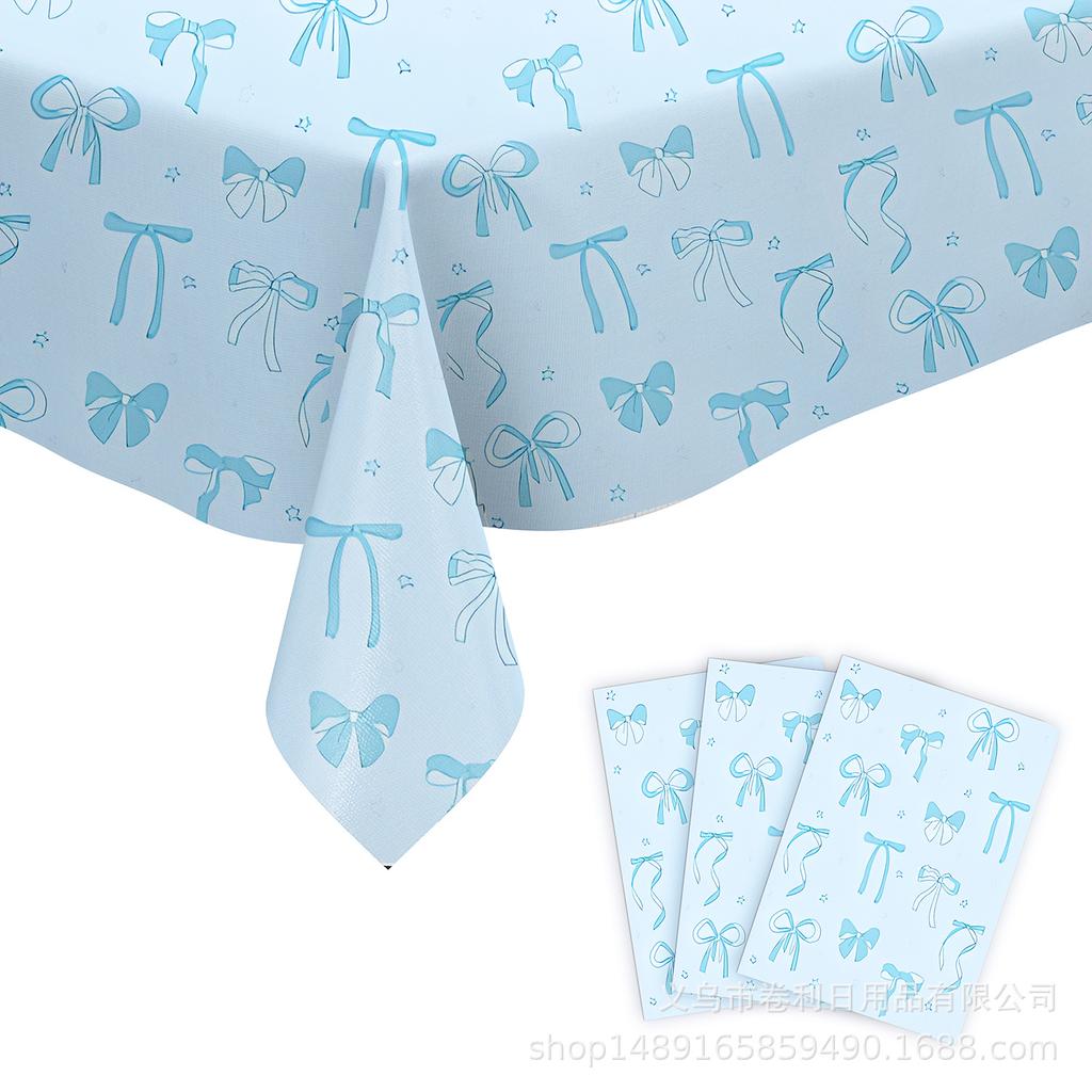 Bow Theme Party Supplies Bow Tablecloth Party Decoration Arrangement Props Tablecloth Atmosphere Tablecloth