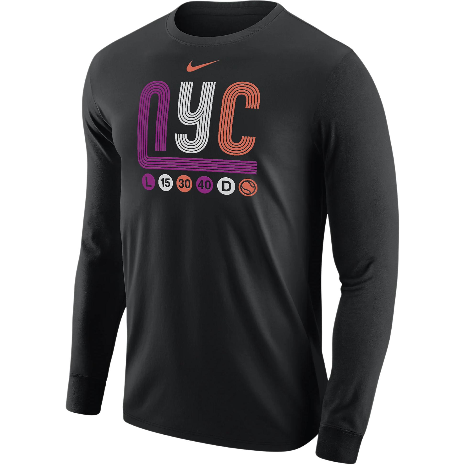 

Nike Теннисная футболка с круглым вырезом и длинным рукавом, мужская, топы, черная M12333TN27-00A M