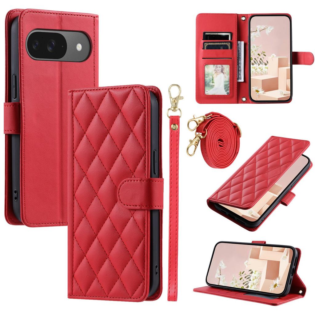 For Google Pixel 10/10 Pro Case Wallet Rhombus Grid PU Leather Phone Cover