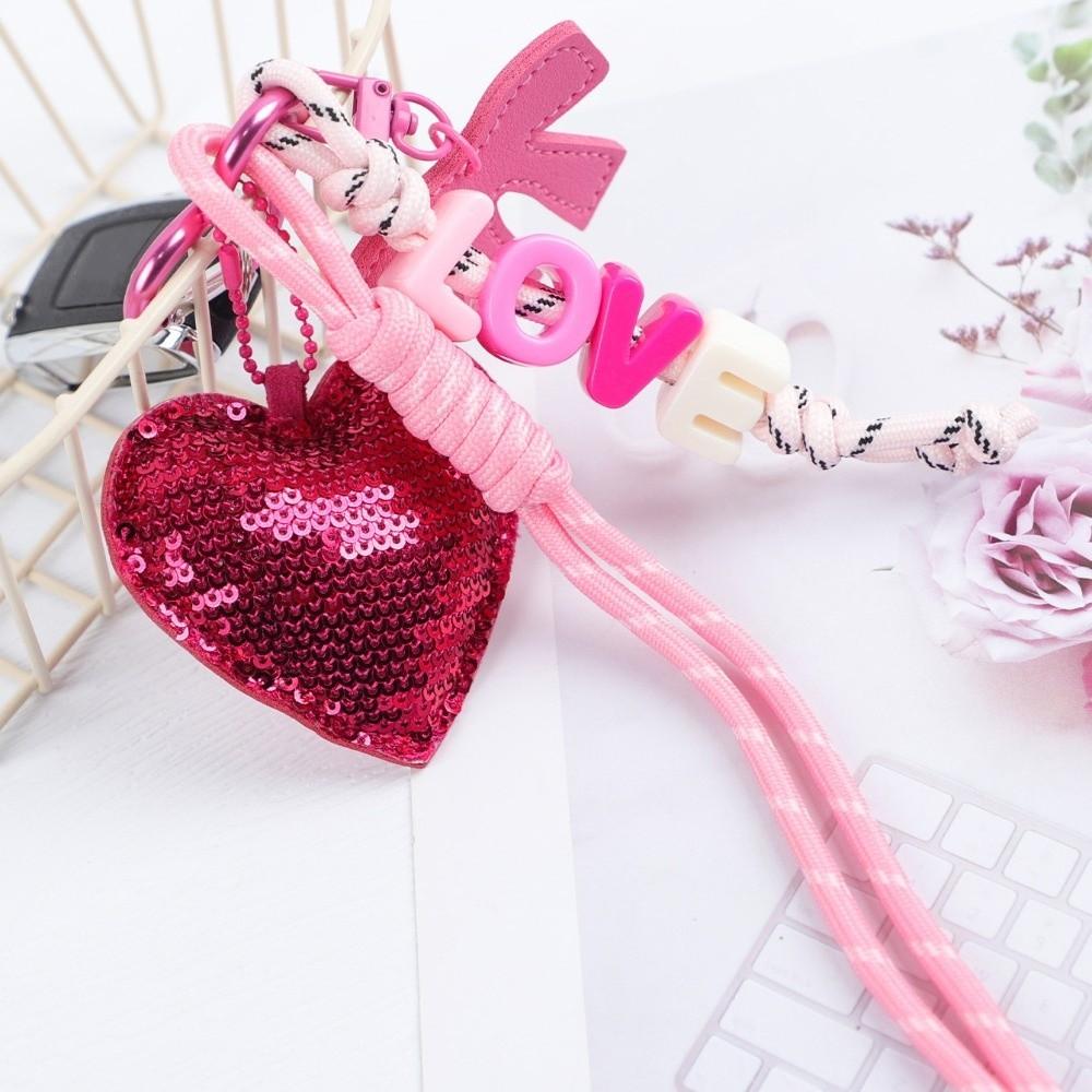 Key Ring Love Pendant Bag Accessories Braided Rope Pendant Love Keychain  Car Key Pendant