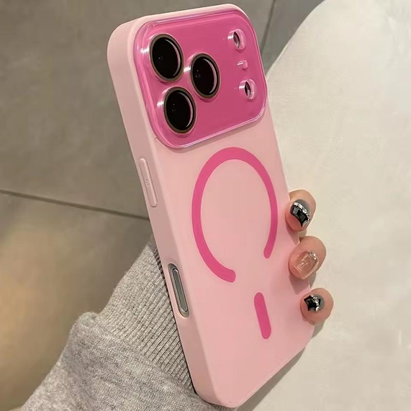 Luxury Large Window Glass Camera Protection Phone Case For iPhone 17 Air 16 15 14 13 12 Pro Max Magnetic For Magsafe Matte Cover