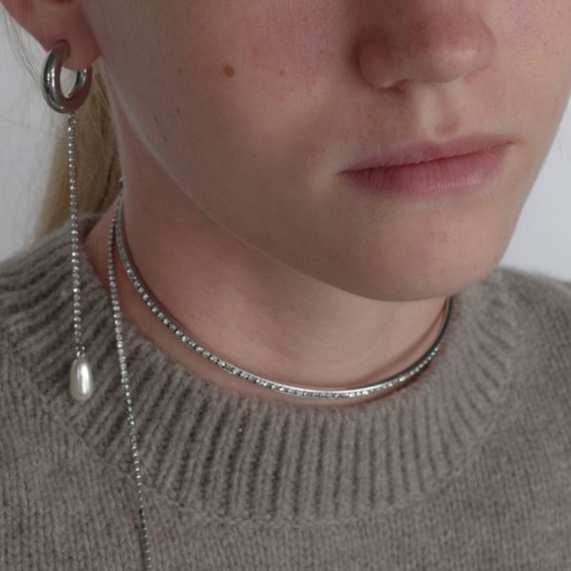 

MONDAY EDITION Crystal Flow Wire Choker - Silver one