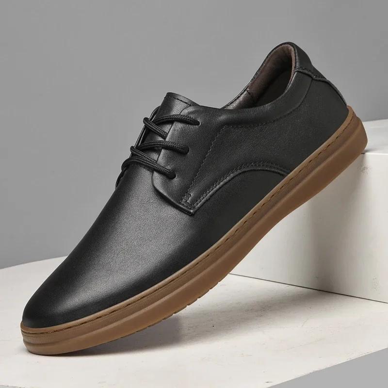 

Luxury Brand Lace Up Outdoor Oxford Shoes Genuine Leather British Style Casual Shoes Men Office Social Business Mens Dress Shoes 45 чёрный