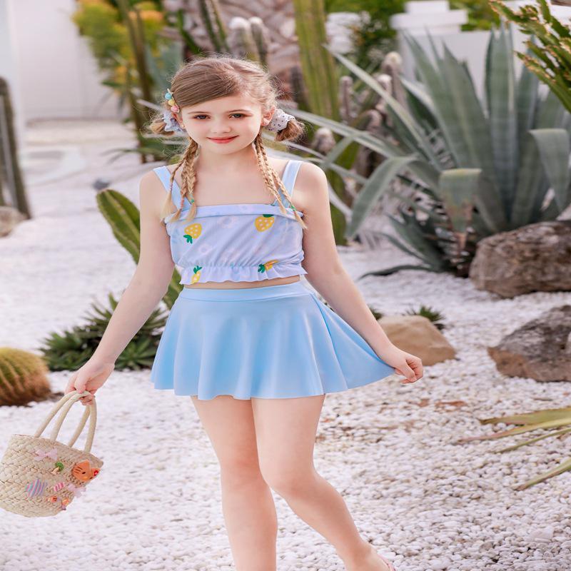 Shuizhuyuanyuan 2026 Conservative Two-Piece Slimming Swimsuit for Girls and Toddlers - Sporty Skirt Baby Swimwear