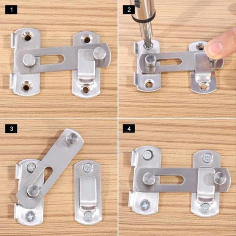 Safety Sliding Door Lock Secure tool Buckle Accessories Cage Gate Barn Window Portable Home Office Stainless Steel
