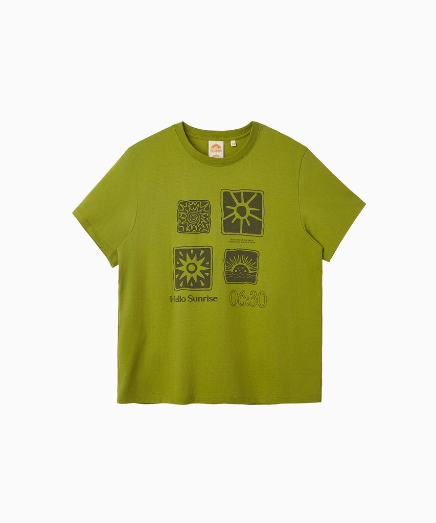 HELLO SUNRISE Sun Stamp Tee_Olive
