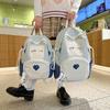 Nylon Backpack Casual With Letter Print Design And Heart Pattern School For