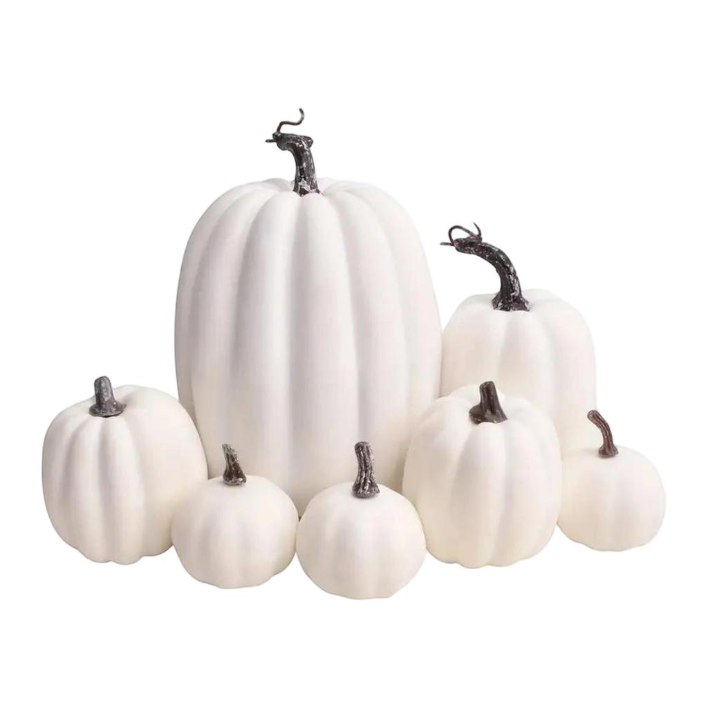 Künstliches Kürbis-Set für Halloween-Dekorationen - 7-teiliges rustikales Herbst-Thanksgiving-Mittelstück und Küche