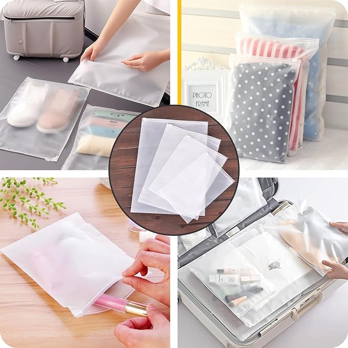 10 SZT Matowe Plastikowe Torebki Zapinane na Zamek Błyskawiczny Przenośna Torba Organizer Wodoodporne Opakowanie na Odzież Koszulkę Torba z Otworami Wentylacyjnymi