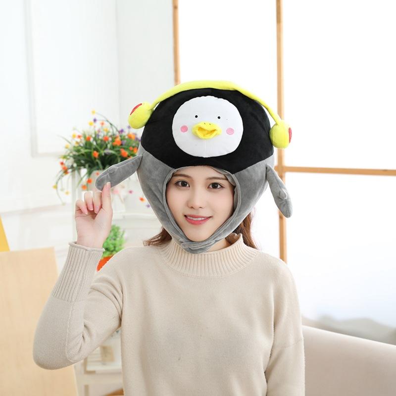 

Шапка-капюшон пингвин с сердечком для девочки, фотореквизит, мультяшная плюшевая шапка с капюшоном 38x43CM0.25KG