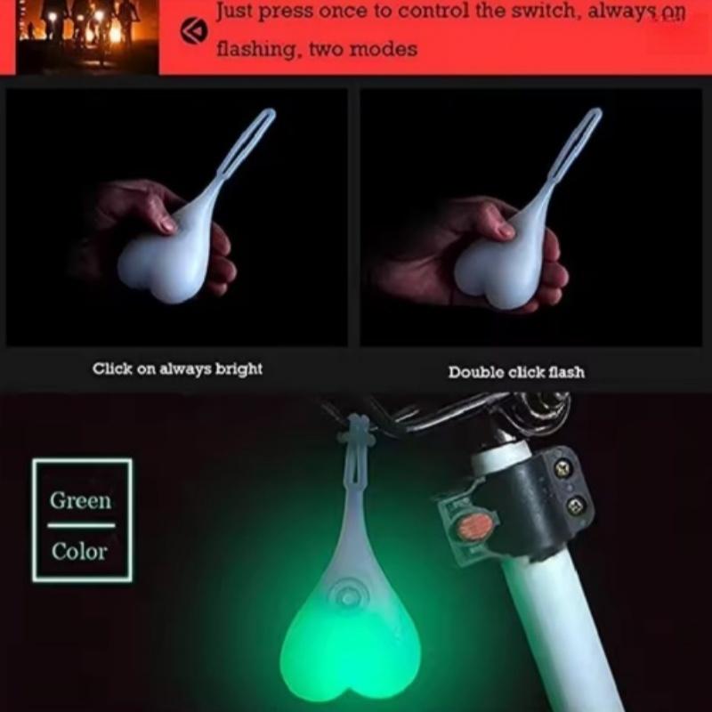 Riding Cycling Waterproof LED Lamp 4 Color Heart Ball Safety Warning Light Creative Silicone Bike Rear Taillight