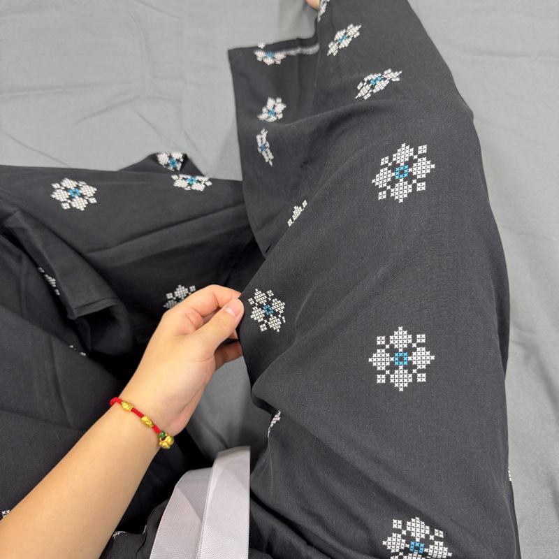 Three Sizes Women's Cotton Silk Wide-Leg Rayon Pants - Spring/Summer Breathable, Plus Size Casual Home Sleepwear