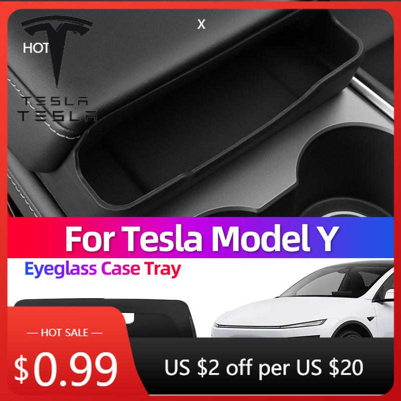 Car Sticker For Tesla Model Y 2020-2025 Armrest Box Glasses Box Tray Phone Storage Box Central Control Car Glasses Storage Car M
