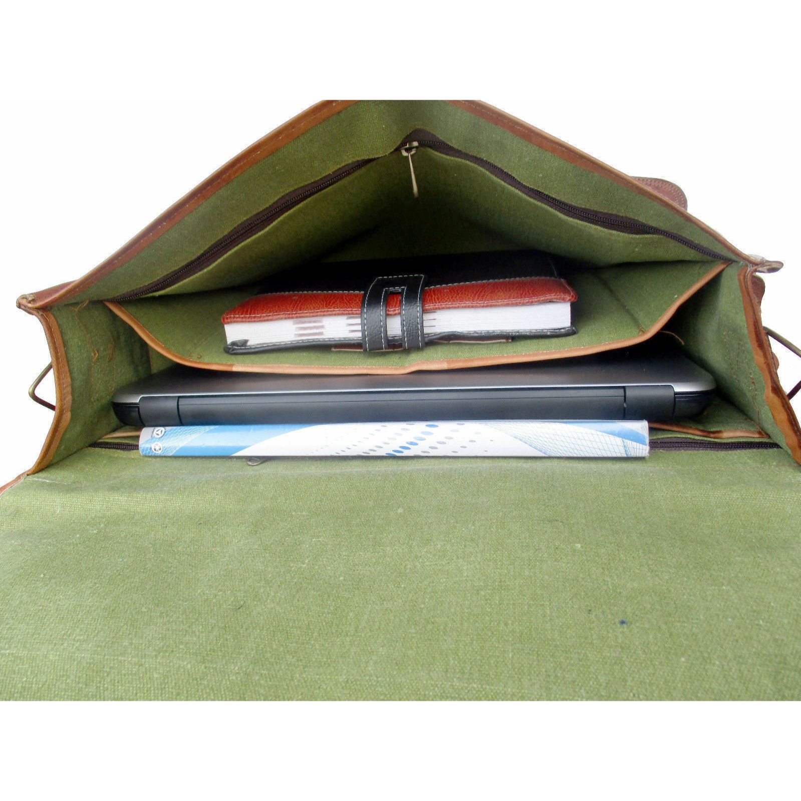 15-дюймовая мужская сумка-портфель для ноутбука из натуральной винтажной козьей кожи — фото 2