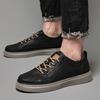 Men's Genuine Leather Lace Up Casual Shoes Comfortable Trainers for Walking Business Outdoor and Daily Leisure Wear