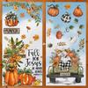 Horaldaily 55 PCS Fall Window Cling Sticker, Thanksgiving Autumn Harvest Leaves Pumpkin Truck Sunflower Home Party Supplies Shop Window Glass Display