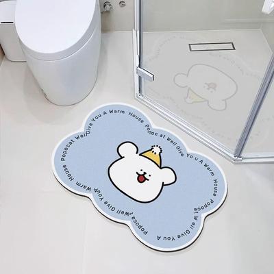 Line Puppy Diatom Mud Bathroom Mat Foot Mat Toilet Door Absorbent Floor Mat Cute Toilet Special-shaped Non-slip Mat