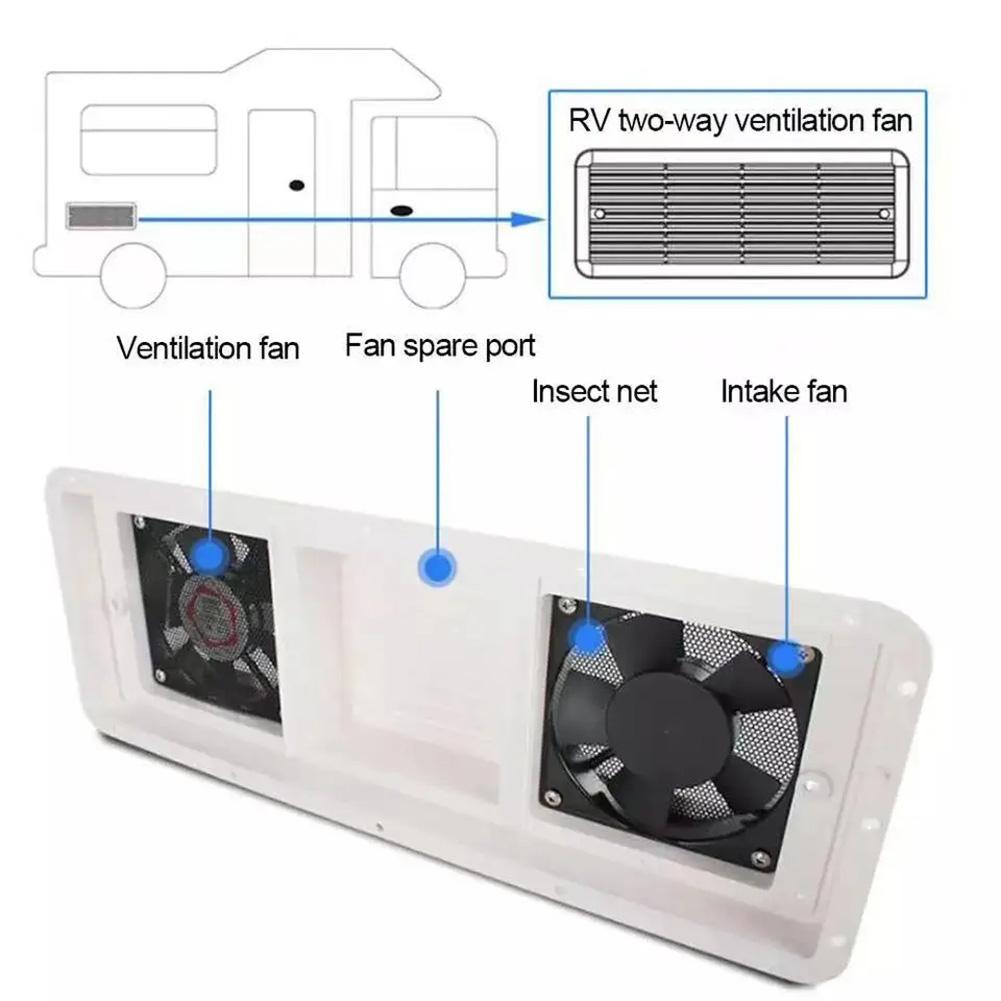 Side Air Outlet Fridge Vent With Fan Silent Caravan Accessories For Rv Trailer Caravan 12V Strong Wind Ventilation Exhaust Fans