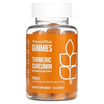 Turmeric Curcumin with Ginger and Pepper, Peach, 60 Gummies