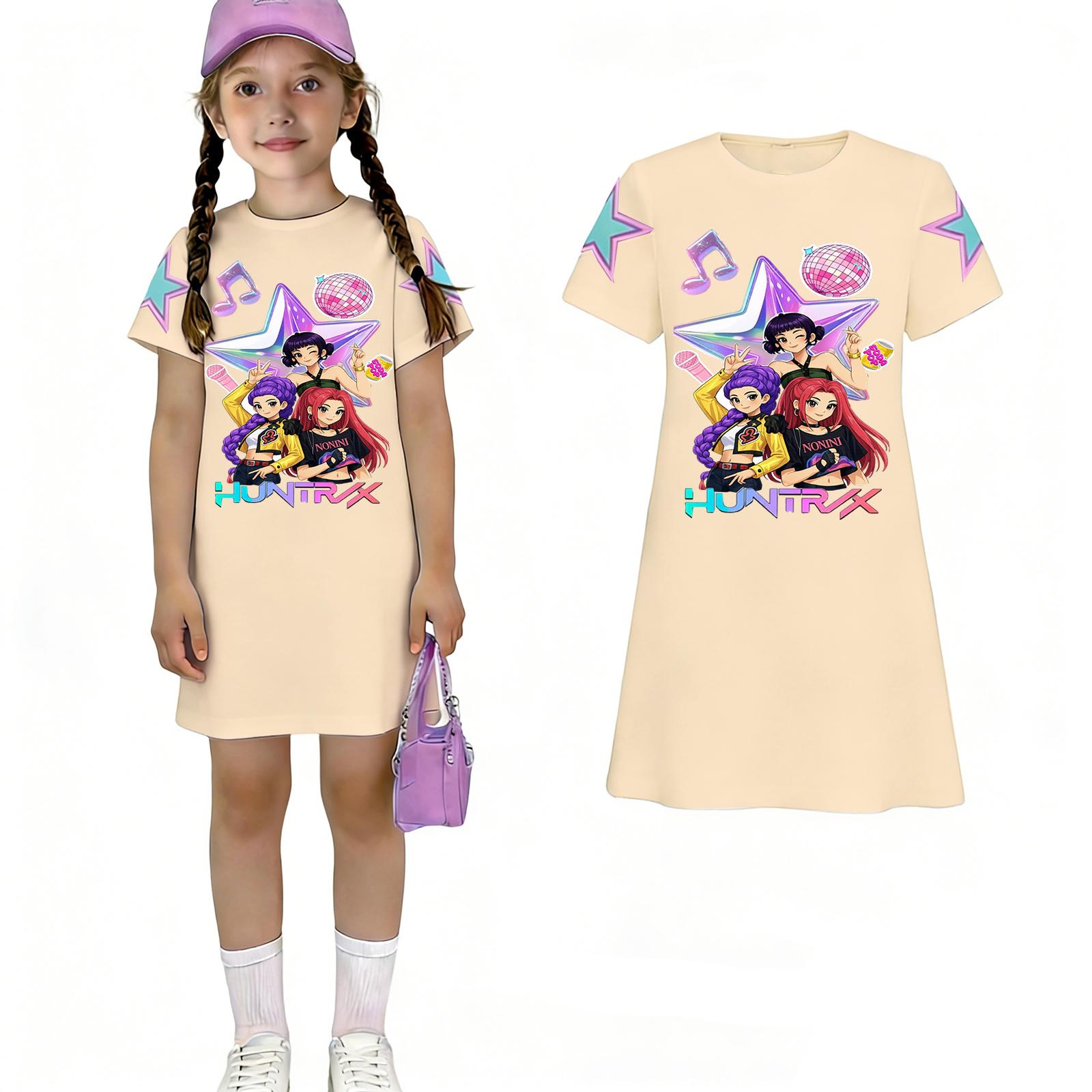 Children s Casual Round-neck Pullover Short-sleeved Dress 100