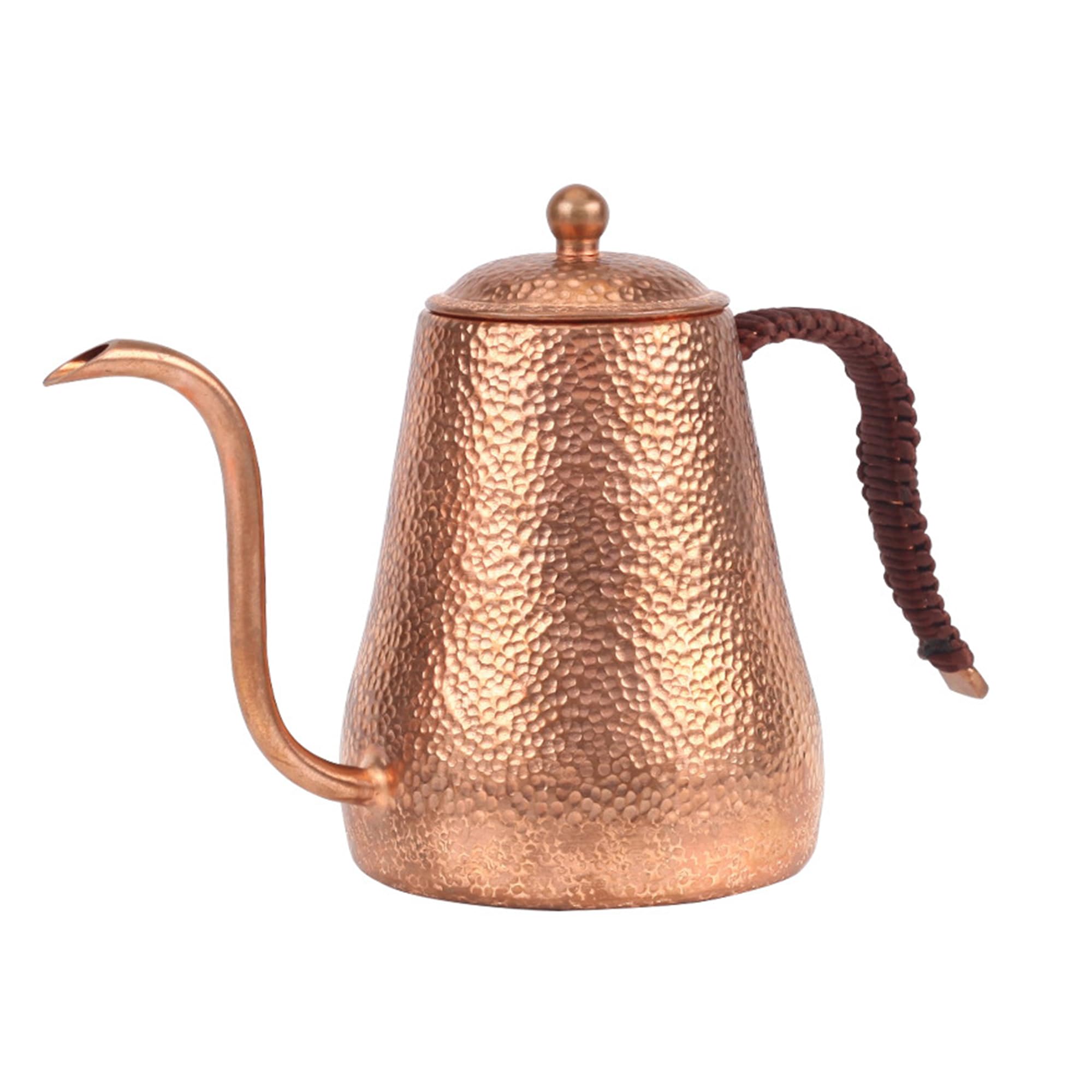 

Desirable Pure Copper Kettle, Coffee Pot, Direct Heat, Narrow Mouth, 550ml, Drip Pot, Durable, Hand-Hammered Finish, Gas Stovetop Compatible