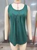 Women's Round Neck Sleeveless Henley Tank Top Slim Fit Elegant Commuter Casual Vest Blouse With Pleated Front Button Detail