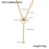 Women's European American Flower Zircon Earrings Necklace Jewelry Set Titanium Steel Plated 18k Gold Color Earrings