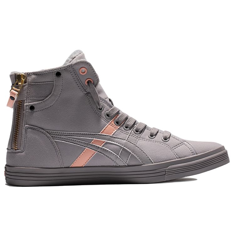 Asics Double Clutch Fabric Synthetic Leather Retro Casual High-Top Skate Shoes Women Sneakers Gray Pink 1203A172-020