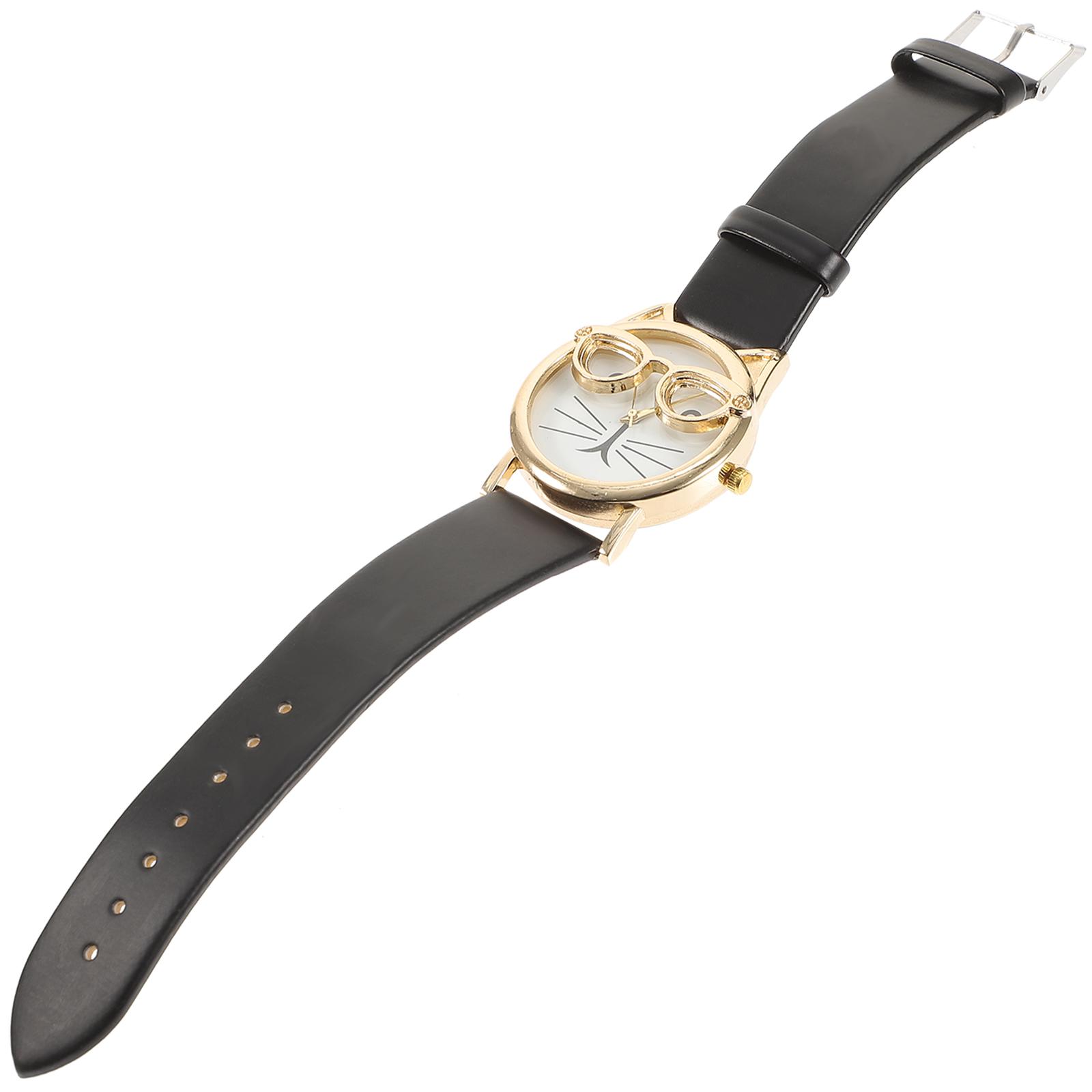 LIFKOME 1pc Cat Quartz Watch for Women Analog Pu Wristwatch Casual Cartoon Black Style чёрный