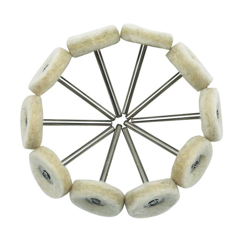 10PCS 3MM Schaft Schleifen Polieren Polieren Runde Rad Pad Wollfilz Werkzeug Für Dreh Werkzeuge Zubehör Pinsel Grinder kopf Bohrer Polierer