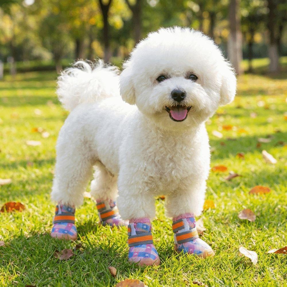 4 Pcs/set Wear Resistant Pet Net Boots Non-slip Dog Paw Protectors Dog Foot Covers  Outdoor Walking