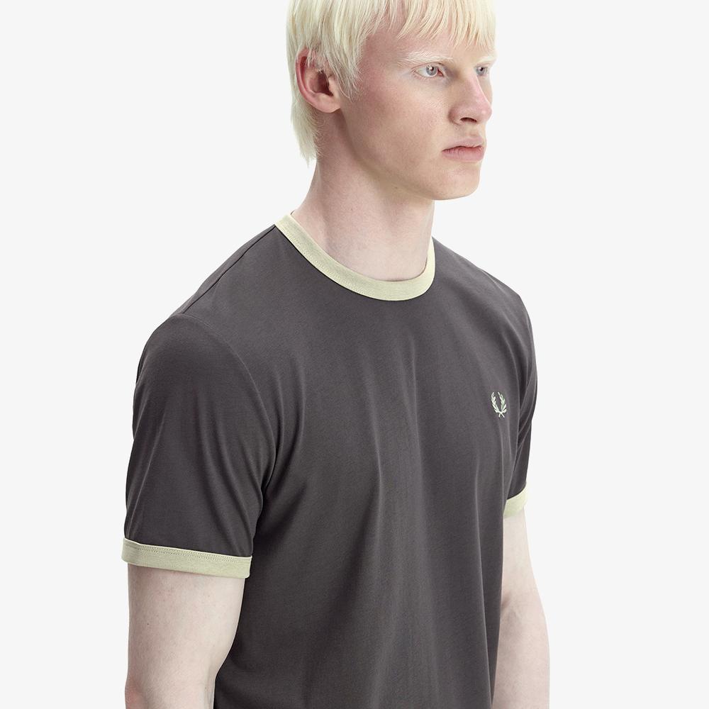FRED PERRY [Sport] Ringer T-Shirt - Anchor Grey/Seagrass Afpm2613519-32B