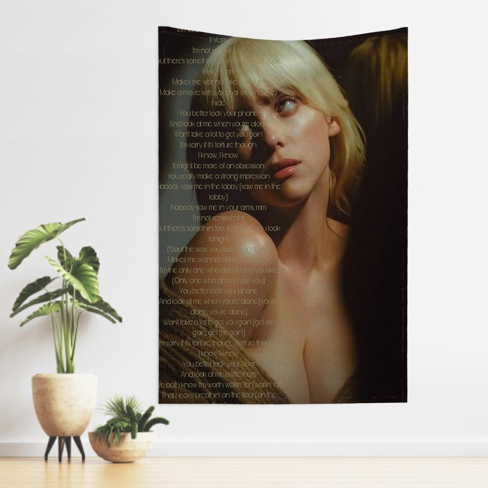 Hot Singer BBillie Tapestry Room Decor Wall Cloth Party Hanging Background Room Decor Baby Room