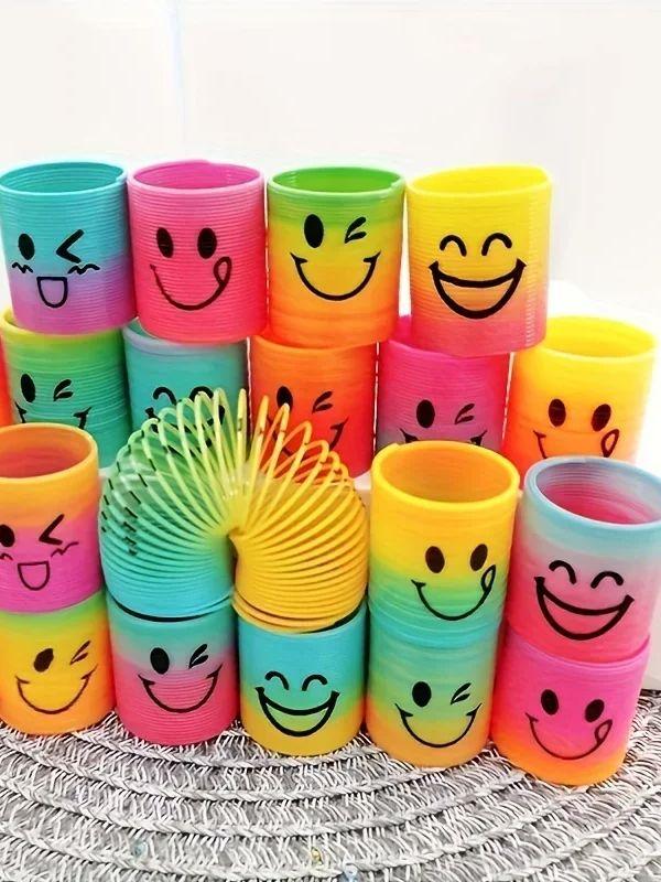 12Pcs/Set Rainbow Stacking Music Nostalgic Puzzle Plastic Small Gift Spring Circlemagic Rainbow Circle For Boys Girls Gift