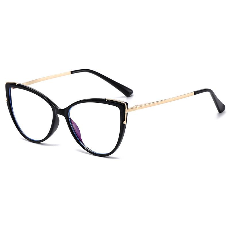 

6208 Cat S Eye Spring Foot Personalized Glasses Frame, New Fashionable Anti-Blue Light Plain And Versatile Flat Glasses