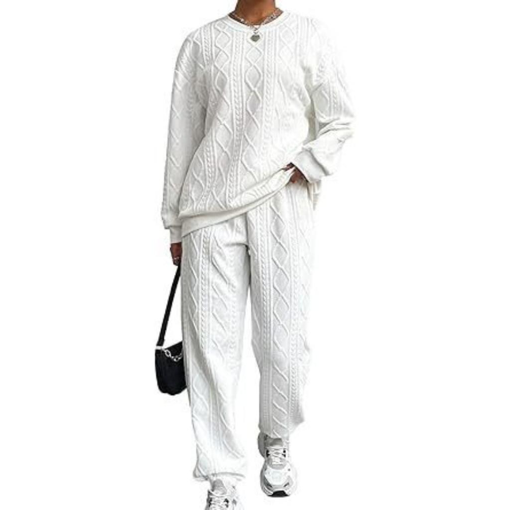 Women's Wear, Fried Dough Twists Stitching, Long Sleeves, Round Neck, Blouse, Leggings, Two-piece Set