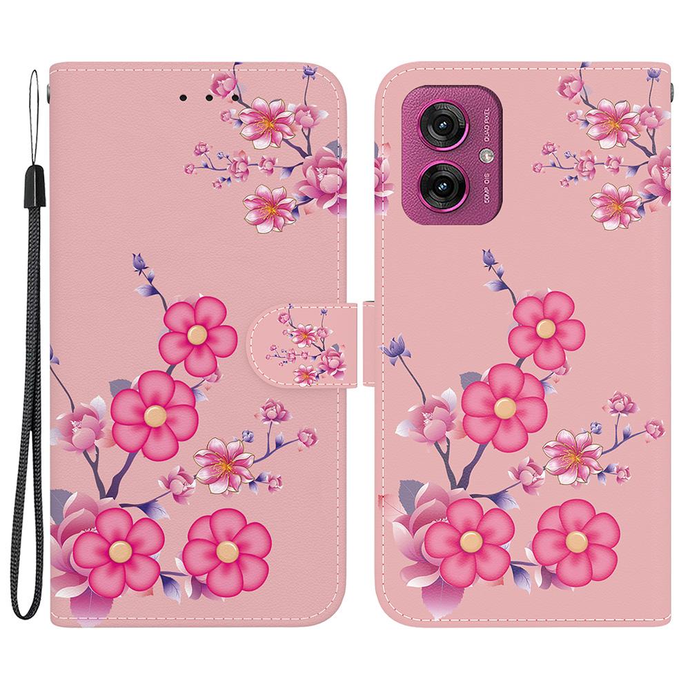 Etui portfelowe na telefon Motorola Moto G55 5G, Skórzane etui z klapką zapobiegające upadkom, Nadruk wzoru