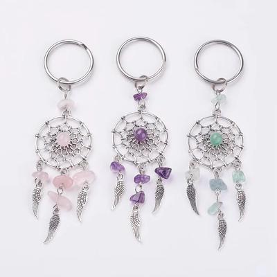 Bohemian Crystal Štěrk Lapač snů Klíčenka s Přívěskem Střapce z Peří