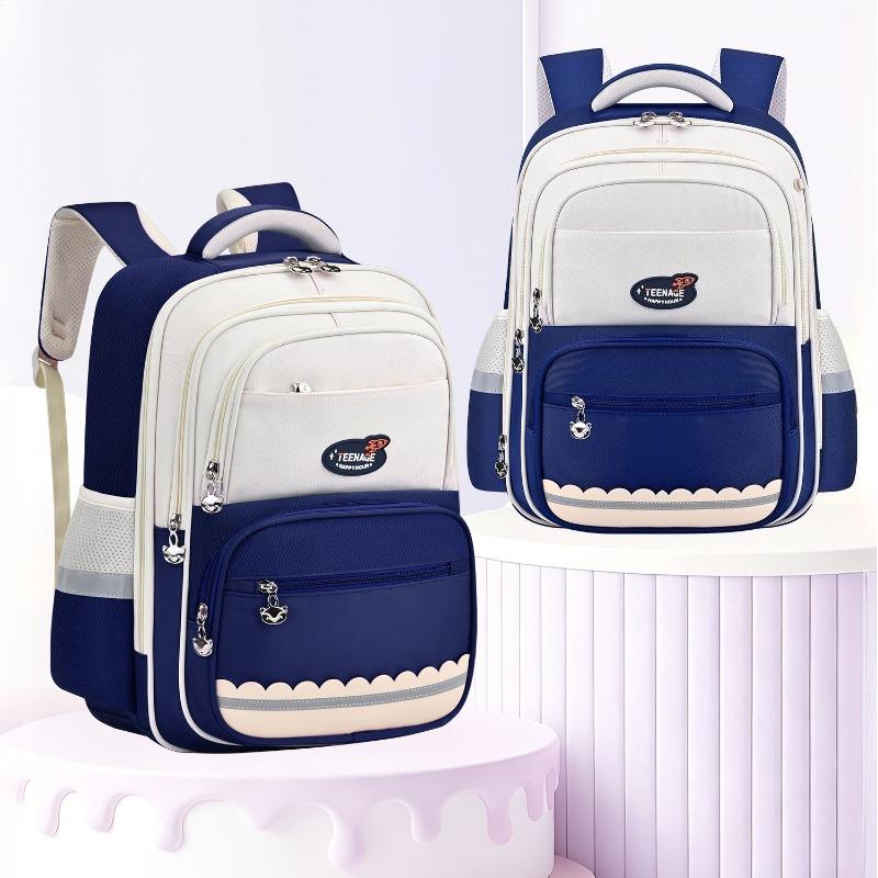 New Contrasting Color Schoolbag for Primary Students Grades 1-6 Multi-layer Large Capacity Girls Backpack Lightweight Wear-resistant Children Book Bag