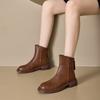 Autumn And Winter Plus Velvet Leather Martin Boots Korean Women's Boots Retro Large-size Casual Shoes