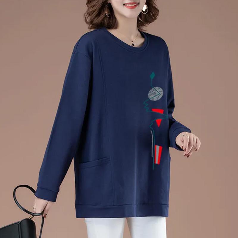 Sweatshirt for Women Cotton Oversize Loose Round Neck Casual Pullover Long Sleeve Top Sweatshirt