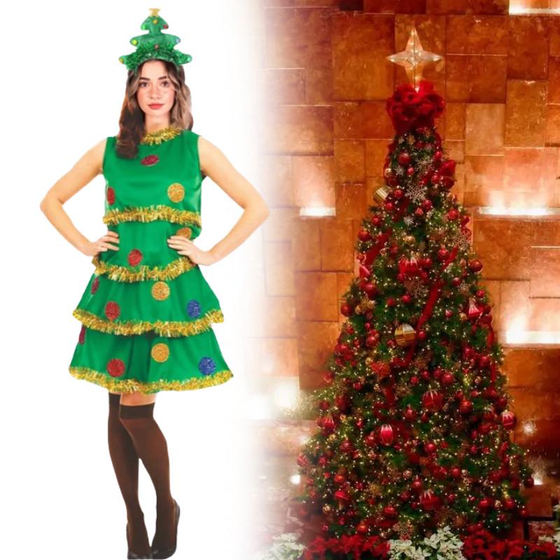 Christmas Tree Cosplay Dress For Women With Polyester Nylon Blend For Holiday Party Costumes