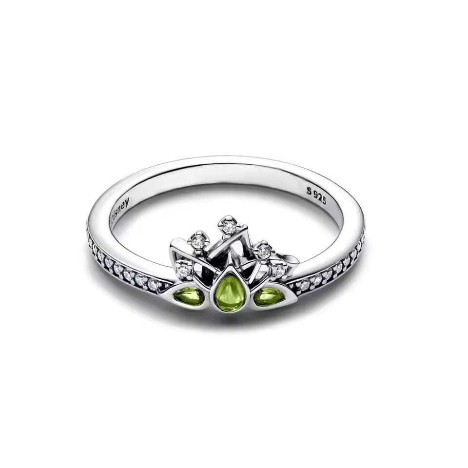 Anelli Serie Principesse 925 originali Jasmine Ariel Biancaneve Fiocco Tiana Tiara Anello Scintillante Gioielli da Donna Regalo Fai da Te Più Recente